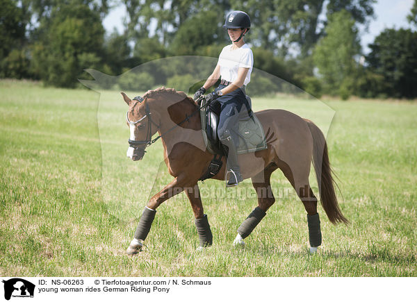 young woman rides German Riding Pony / NS-06263