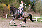 woman rides pony