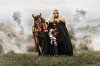 Viking woman and German Riding Pony
