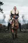 Viking woman and German Riding Pony