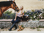 woman with horse and dog