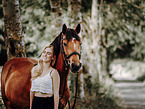 woman with german riding pony