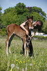 woman with foal