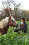 woman and Haflinger