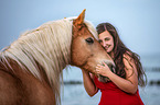 woman and Haflinger horse