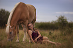 young woman with Haflinger