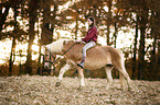 woman rides Haflinger