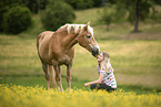 woman and Haflinger