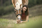 woman and Haflinger horse