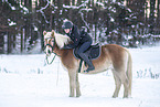 woman and Haflinger horse