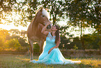 woman and Haflinger horse
