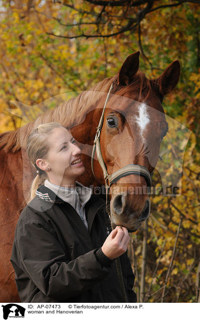 Frau und Hannoveraner / woman and Hanoverian / AP-07473