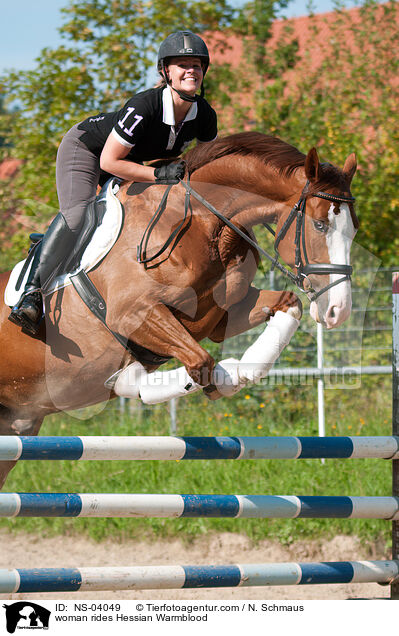 woman rides Hessian Warmblood / NS-04049