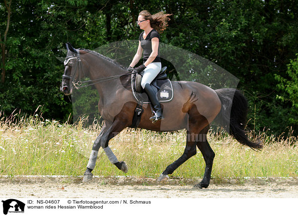 woman rides Hessian Warmblood / NS-04607