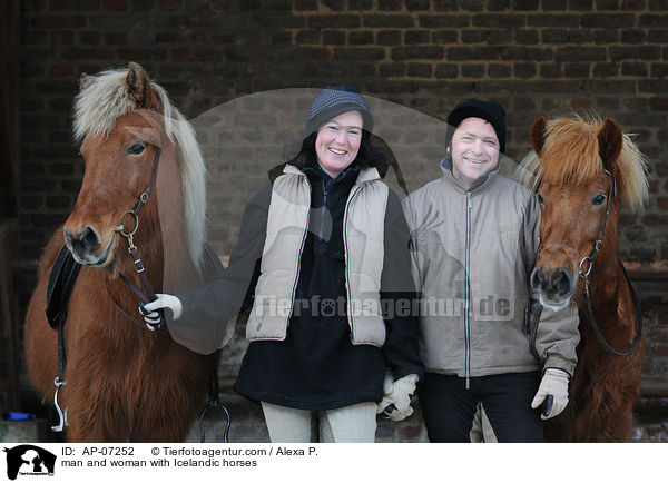 Mann und Frau mit Islndern / man and woman with Icelandic horses / AP-07252