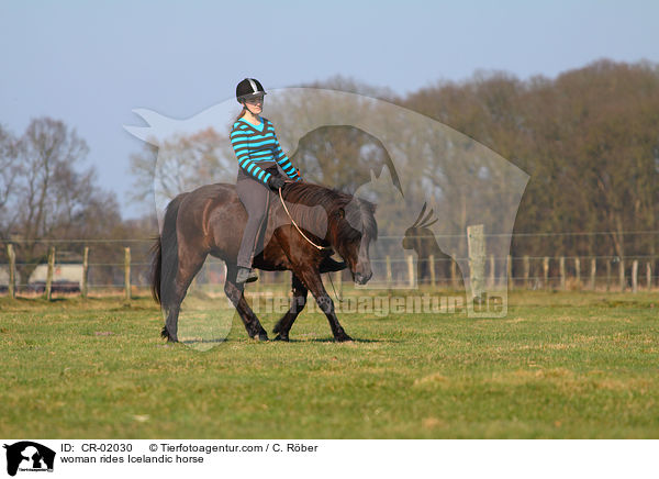 Frau reitet Islnder / woman rides Icelandic horse / CR-02030
