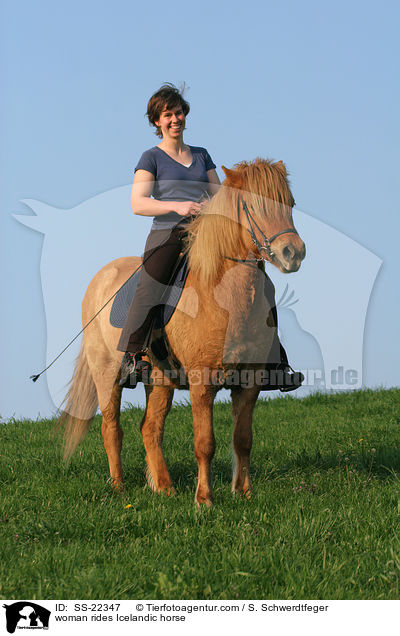Frau reitet Islnder / woman rides Icelandic horse / SS-22347