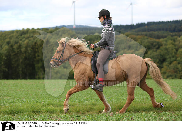 Frau reitet Islnder / woman rides Icelandic horse / PM-06049