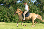 woman rides Icelandic horse