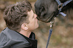 man and Icelandic horse