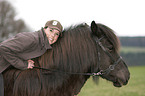 woman and Icelandic horse