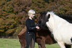 woman with Icelandic horses