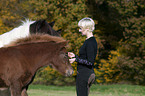 woman with Icelandic horses