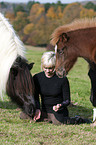 woman with Icelandic horses