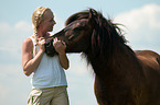 woman and Icelandic horse