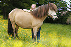woman and Icelandic horse