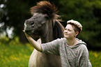 woman and Icelandic horse