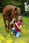 woman and Icelandic horse
