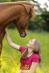 woman and Icelandic horse