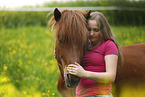 woman and Icelandic horse