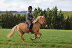 woman rides Icelandic horse