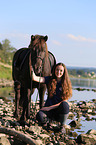 woman and Icelandic Horse