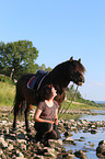woman and Icelandic Horse