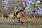 woman rides Icelandic horse