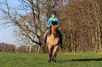 woman rides Icelandic horse