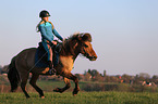 woman rides Icelandic horse