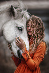 woman and Icelandic horse