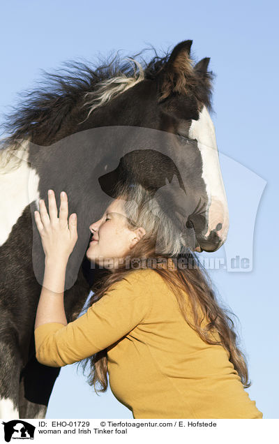 woman and Irish Tinker foal / EHO-01729