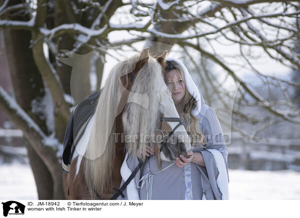 woman with Irish Tinker in winter / JM-18942