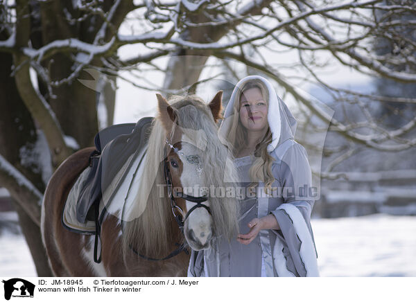 woman with Irish Tinker in winter / JM-18945