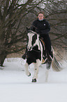 woman rides Irish Tinker