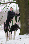 woman rides Irish Tinker
