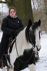 woman rides Irish Tinker