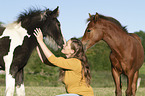 woman and foals