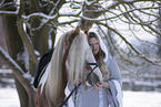 woman with Irish Tinker in winter