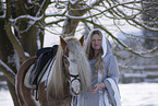 woman with Irish Tinker in winter